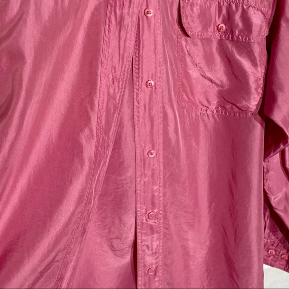 The Limited 100% Silk Pink Button Down Long Sleeve Blouse Medium - Picture 3 of 11
